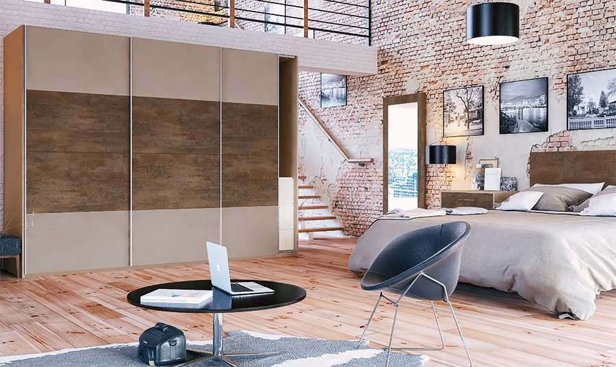 Glidor Stone Grey Grey Brown Metallo Bedroom