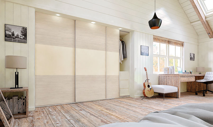 Glidor White Swiss Larch Mussel Sliding Wardrobe