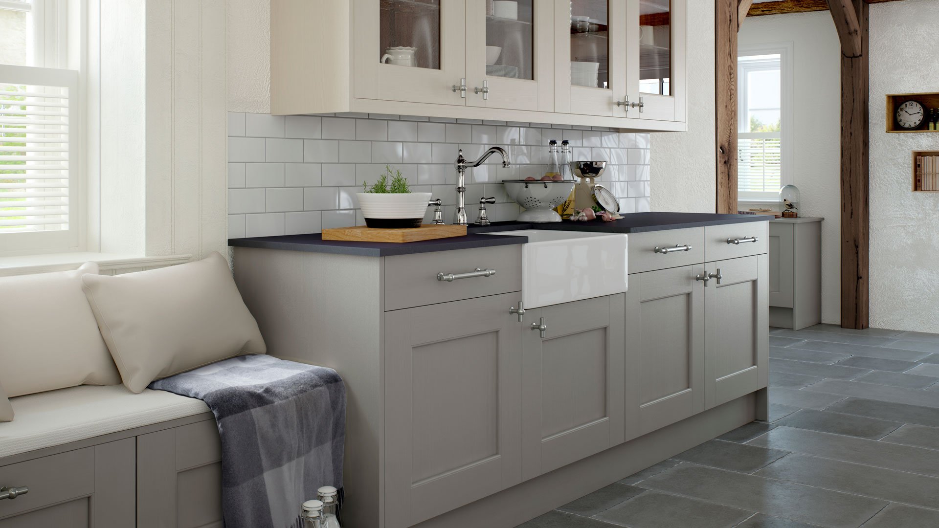 Multiwood Bowfell Bespoke Painted - Mussel  Haze Kitchen